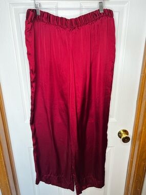 H&M Satin Wide Leg Pajama Pants Wine Red XL
